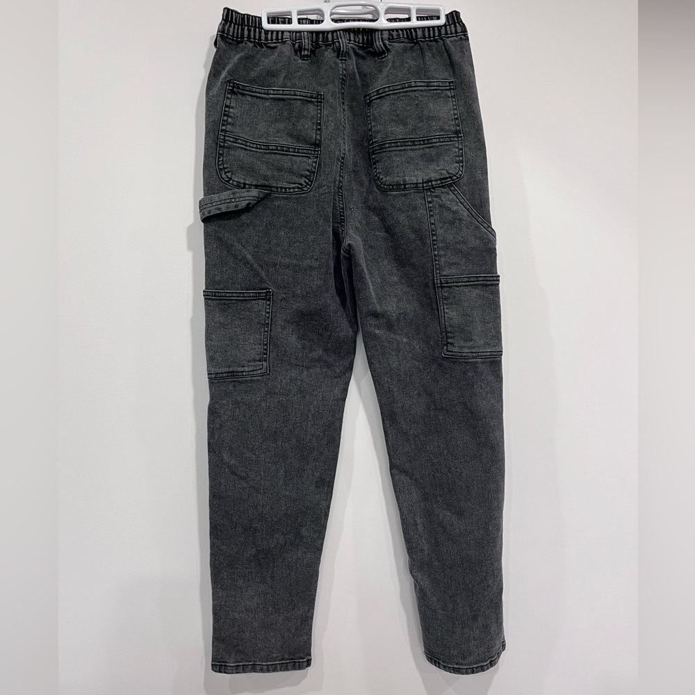 Black straight leg “mom” jeans